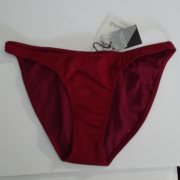 Catriona Anika Swim African Gold Hoop Deep Red Burgundy Bandeau Bikini Set - Picture 7 of 10